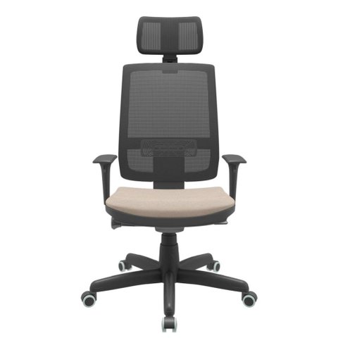Cadeira Office Brizza Tela Preta com Encosto Assento Poliester Fendi Autocompensador Base Standard