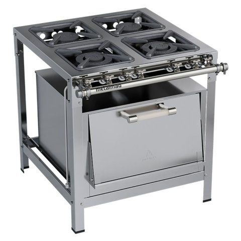 Fogão Industrial Stori Premium 4 Bocas 30x30 com Forno M18 Aço Inox 430 Metalmaq