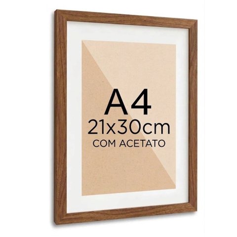Moldura Quadro Tradicional com Acetato e Paspatur para Foto A4 21x30cm