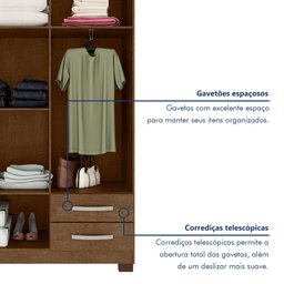 Guarda Roupa Solteiro 4 Portas 2 Gavetas Itapema - 3