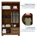 Ver imagem 4 de Guarda Roupa Solteiro 4 Portas 2 Gavetas Itapema Marrom/Malbec
