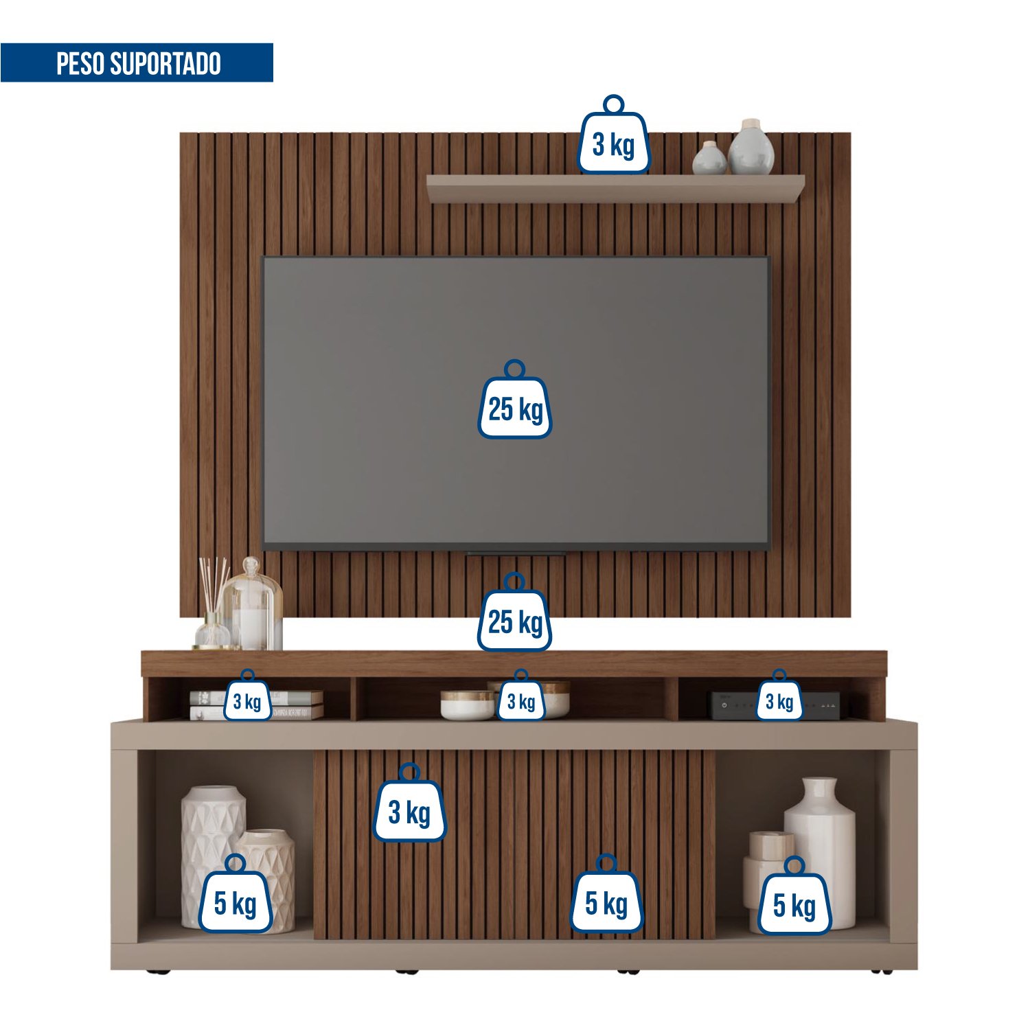 Rack com Painel Para TV até 70 Polegadas Valença  - 7