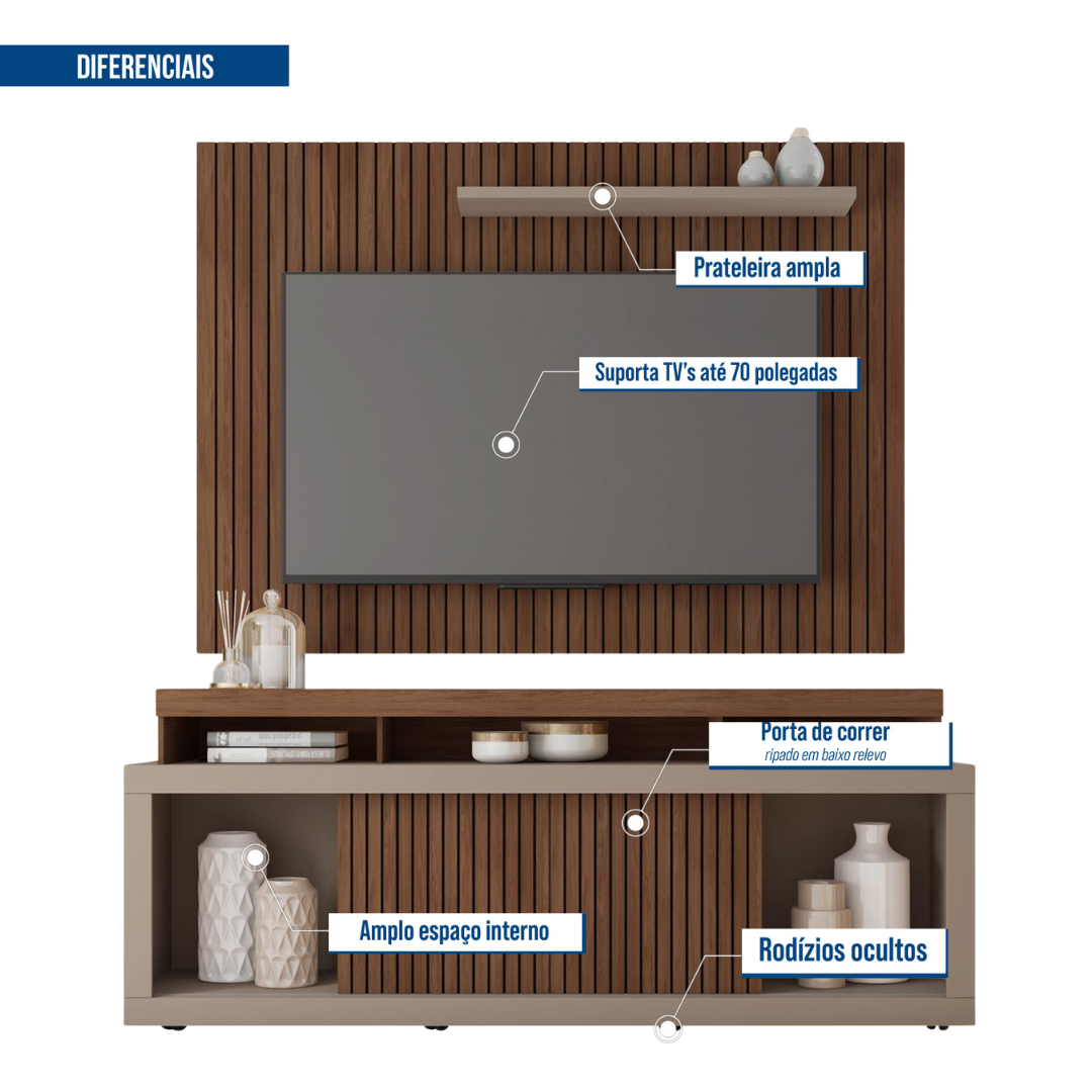 Rack com Painel Para TV até 70 Polegadas Valença  - 6