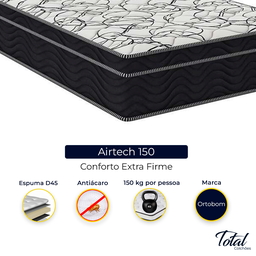 Cama Box Baú Bipartido Queen Branco e Colchão Airtech 150 D45 Ortobom - 2