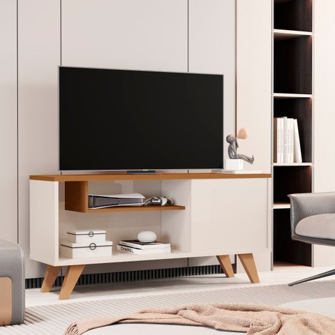 Rack Mônaco para TV 60 Polegadas Off White Nature