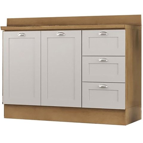 Balcao para Pia com Tampo 2 Pt 3 Gv 120 Cm Cd1014405 Branco Dtall