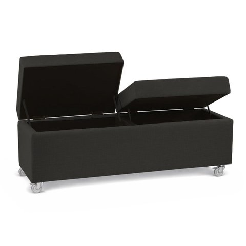 Recamier com Rodinhas Madri 1,20m Suede Preto - Inova Decorações