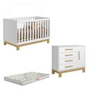 Ver imagem 1 de Berço Americano 4315 e Cômoda Sapateira 4355 Q Encanto Slim Branco Acetinado com Colchão Gazin - Qmo