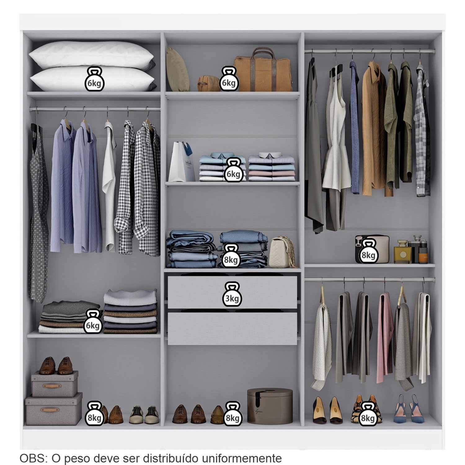 Guarda Roupa Casal 6 Portas 2 Gavetas Londres Espresso Móveis - 6
