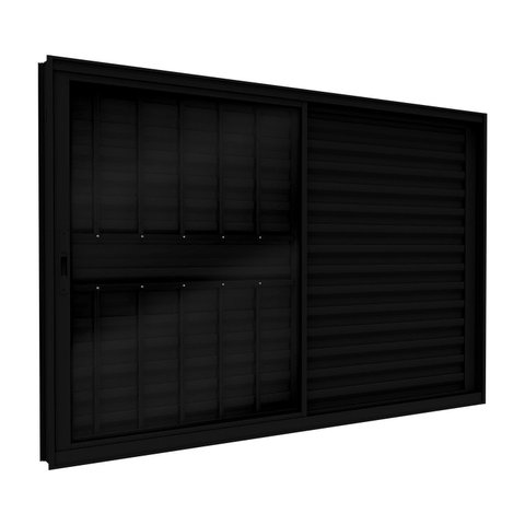 Janela Veneziana de Aluminio de Correr Lateral com Grade 100x120cm Lucasa Ideale Preto