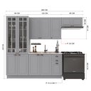 Ver imagem 3 de Cozinha Modulada 4 Peças Cristaleira Balcão sem Tampo 2 Aéreos 100% MDF com Rodapé Bari Cinza/Titânio Fosco