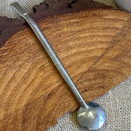Bomba de Chimarrão 19cm Inox Bojo 800 Furos Removível Cano Trabalhado Tererê - 2