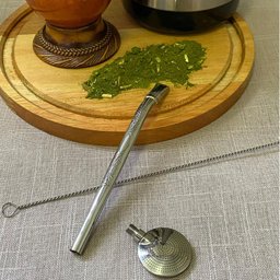 Bomba de Chimarrão 19cm Inox Bojo 800 Furos Removível Cano Trabalhado Tererê - 4