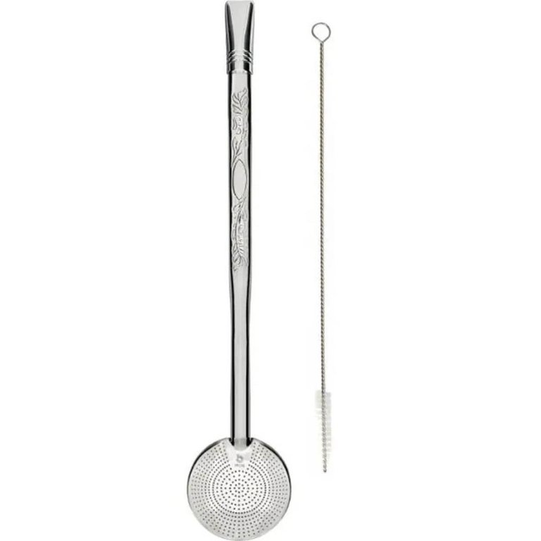 Bomba de Chimarrão 19cm Inox Bojo 800 Furos Removível Cano Trabalhado Tererê Bomba de Chimarrão 19cm Inox Bojo 800 Furos Removível Cano Trabalhado Tererê