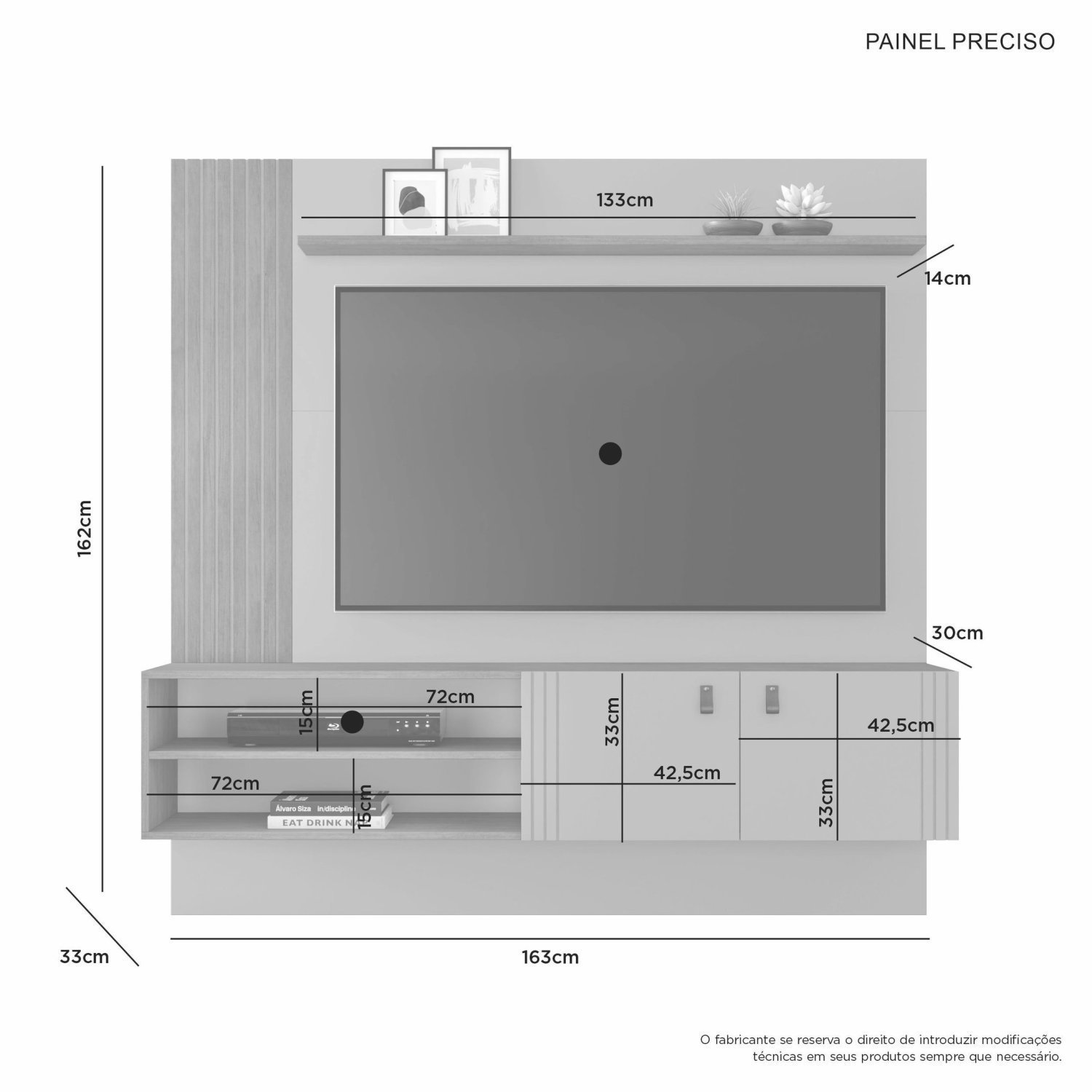 Painel para TV até 65 Polegadas 2 Portas Preciso  - 4
