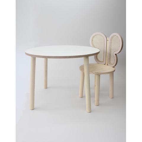 Conjunto de Mesa com Uma Cadeira Infantil Borboleta com Talagarça