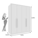 Ver imagem 3 de Guarda Roupa Solteiro 4 Portas Zelandia 165cm Yescasa Branco/Neve