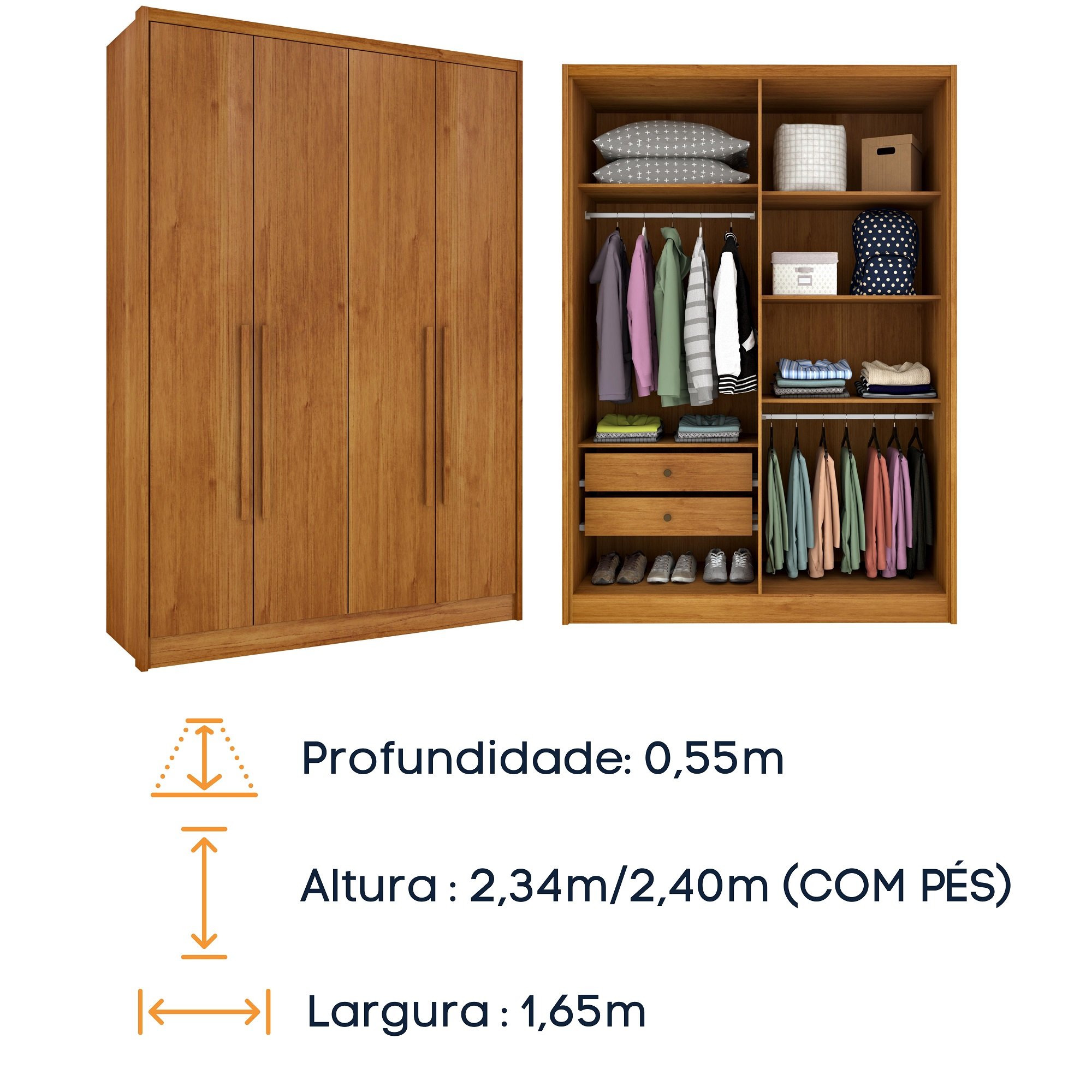 Guarda Roupa 4 Portas Zelandia Espresso Móveis - 11