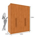 Ver imagem 3 de Guarda Roupa Solteiro 4 Portas Zelandia 165cm Yescasa Bege/Cinamomo