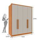 Ver imagem 3 de Guarda Roupa Solteiro 4 Portas Zelandia 165cm Yescasa Bege/Cinamomo/Off White