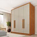 Ver imagem 1 de Guarda Roupa Solteiro 4 Portas Zelandia 165cm Yescasa Bege/Cinamomo/Off White