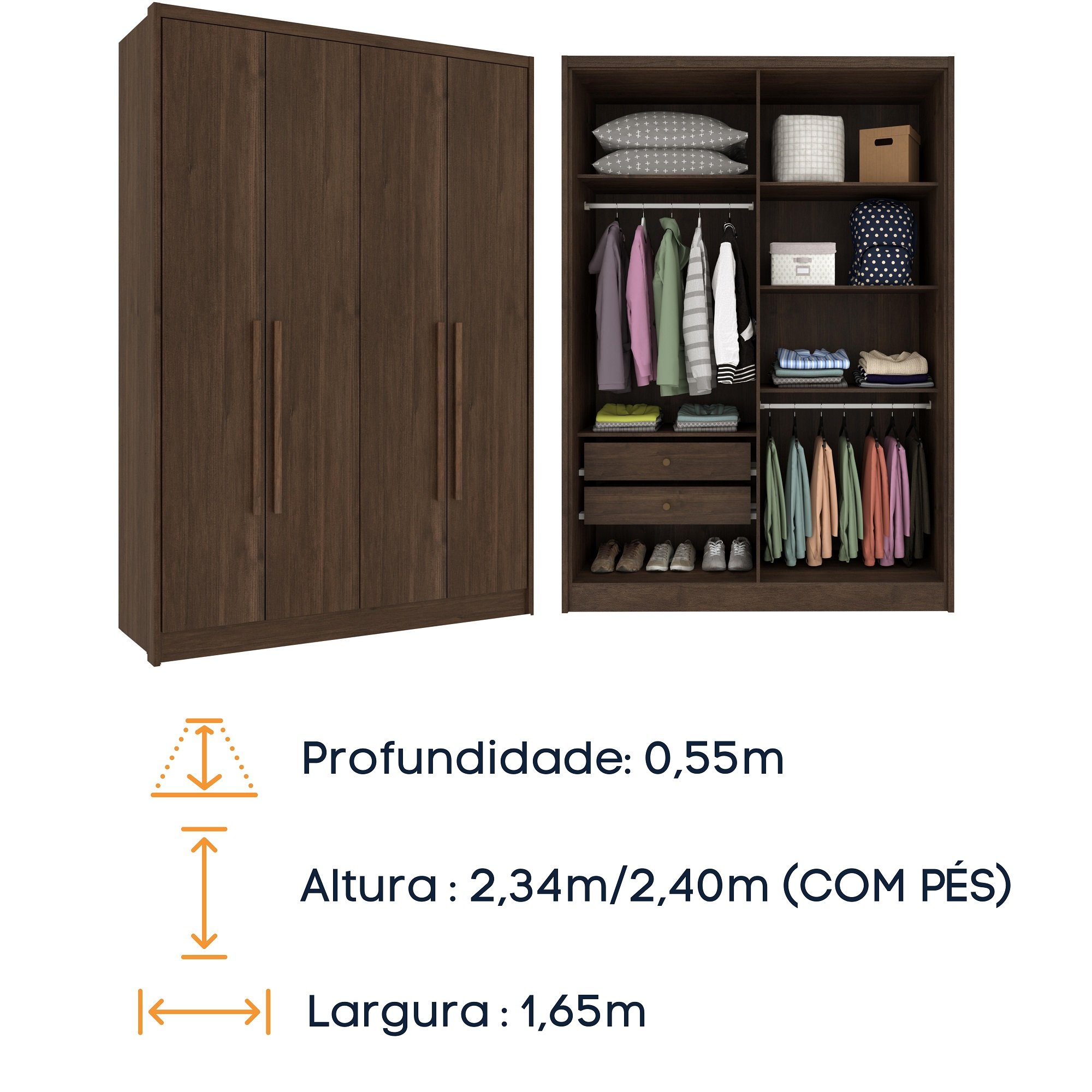 Guarda Roupa 4 Portas Zelandia Espresso Móveis - 9