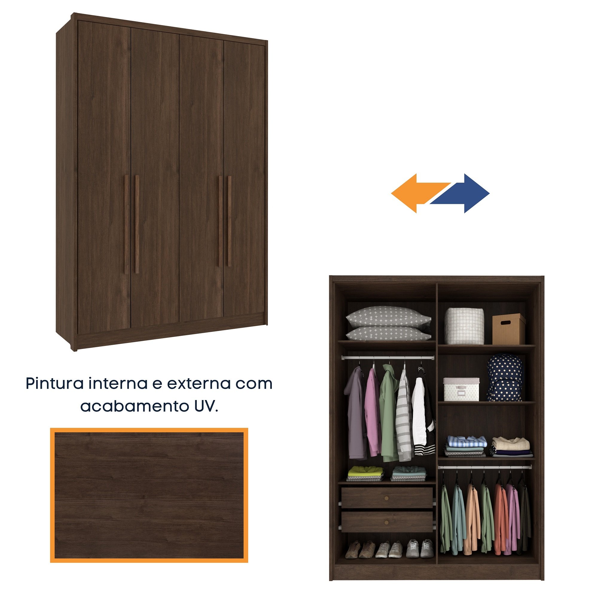 Guarda Roupa 4 Portas Zelandia Espresso Móveis - 10