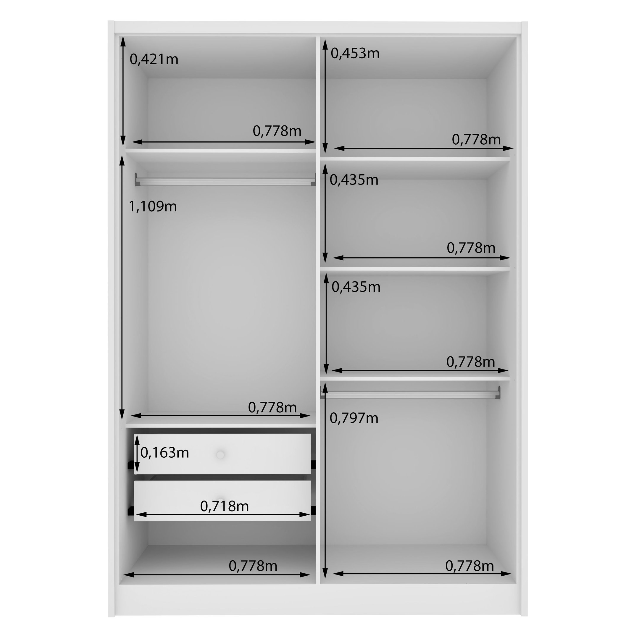 Guarda Roupa Solteiro com pés 4 Portas Zelandia 165cm Espresso Móveis  - 13