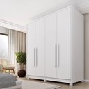 Ver imagem 1 de Guarda Roupa Solteiro com Pés 4 Portas Zelandia 165cm Yescasa Branco/Neve