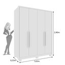 Ver imagem 3 de Guarda Roupa Solteiro com Pés 4 Portas Zelandia 165cm Yescasa Branco/Neve