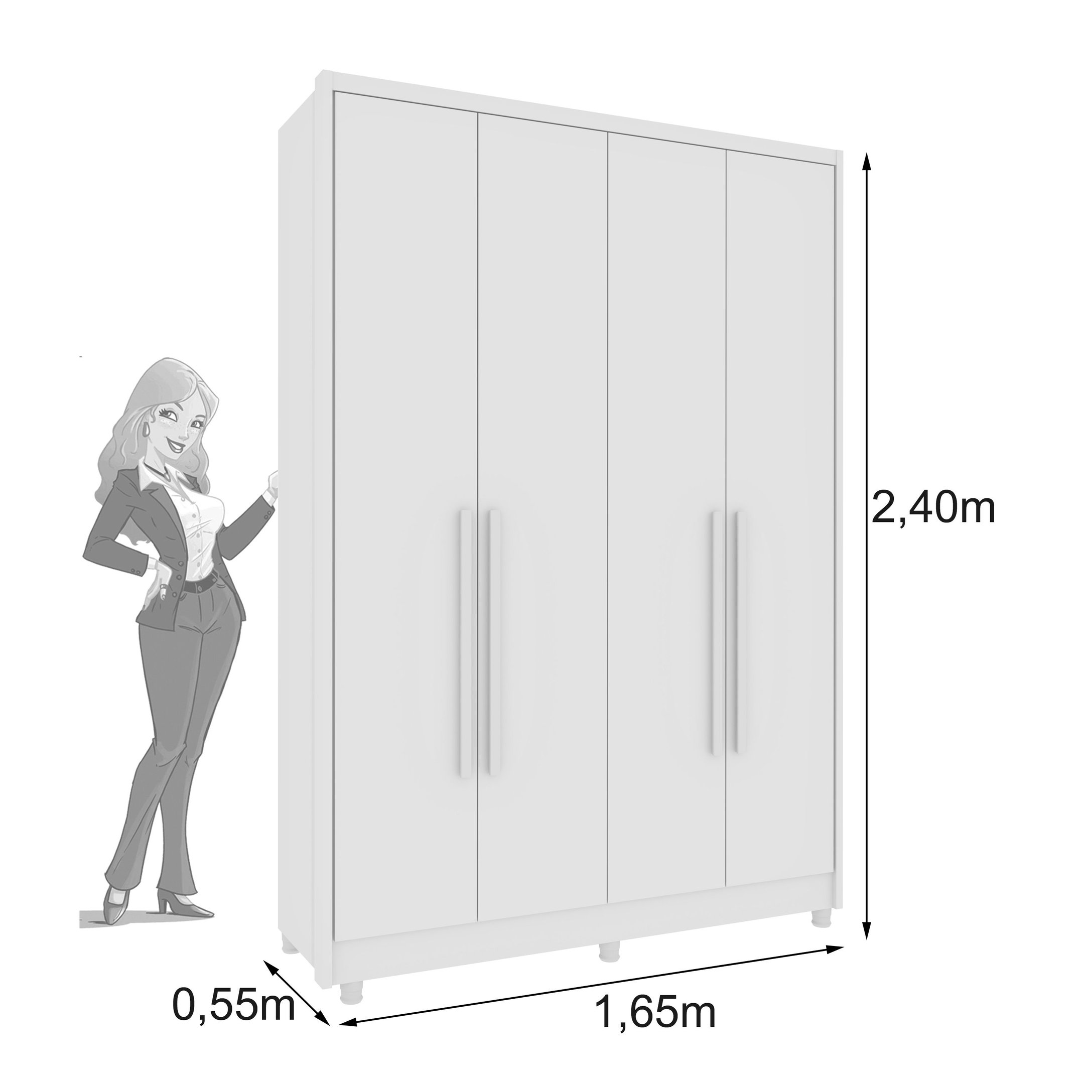 Guarda Roupa Solteiro com pés 4 Portas Zelandia 165cm Espresso Móveis  - 9