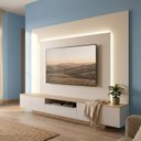 Ver imagem 1 de Conjunto Rack Painel Suspenso para TV até 84 Polegadas MDF Gaveta com LED e Passa Cabos 270x165x36cm