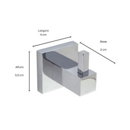 Kit 4 Cabide Porta Toalha Vogue Luxo Aço Inox Cromado Gancho - 5