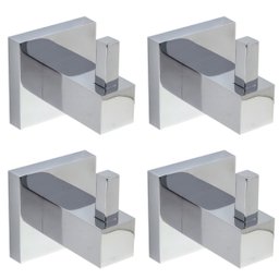 Kit 4 Cabide Porta Toalha Vogue Luxo Aço Inox Cromado Gancho - 1