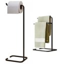 Ver imagem 1 de Kit Suporte Papel Higienico e Porta Toalha Bancada Metal Preto - Larbelle - Larbelle Móveis