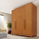 Ver imagem 1 de Guarda Roupa Solteiro com Pés 4 Portas Zelandia 165cm Yescasa Bege/Cinamomo