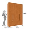Guarda Roupa Solteiro com pés 4 Portas Zelandia 165cm Espresso Móveis - 9