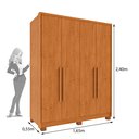 Ver imagem 3 de Guarda Roupa Solteiro com Pés 4 Portas Zelandia 165cm Yescasa Bege/Cinamomo