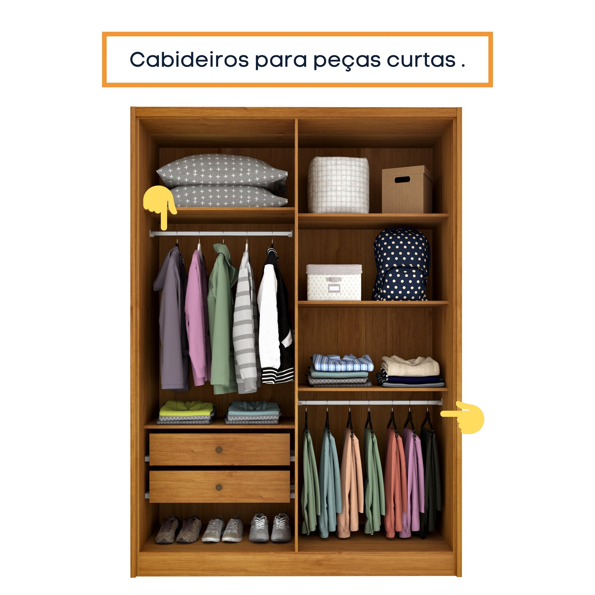 Guarda Roupa Solteiro com pés 4 Portas Zelandia 165cm Espresso Móveis  - 7