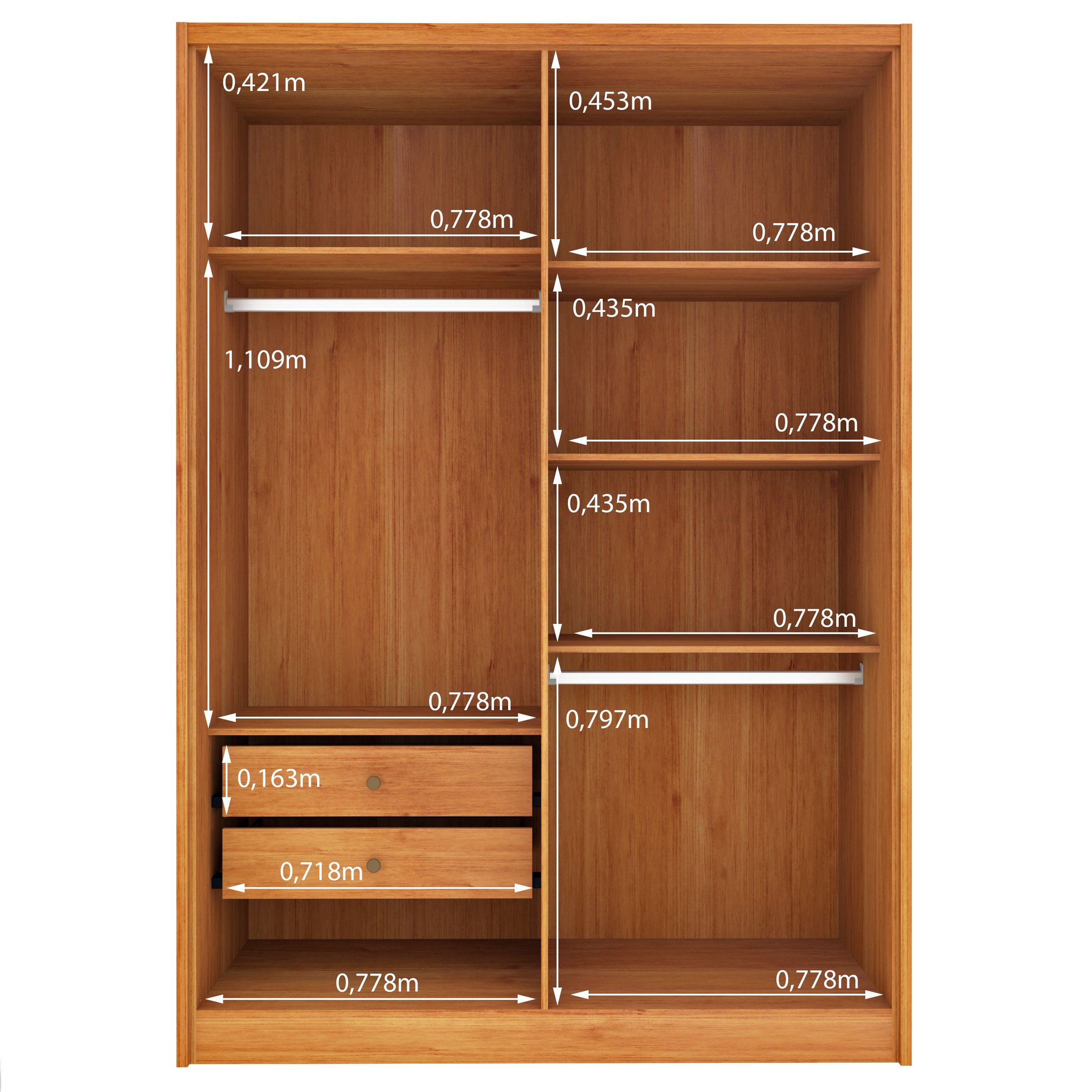 Guarda Roupa Solteiro com pés 4 Portas Zelandia 165cm Espresso Móveis  - 12
