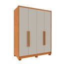 Ver imagem 2 de Guarda Roupa Solteiro com Pés 4 Portas Zelandia 165cm Yescasa Bege/Cinamomo/Off White