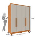 Ver imagem 3 de Guarda Roupa Solteiro com Pés 4 Portas Zelandia 165cm Yescasa Bege/Cinamomo/Off White