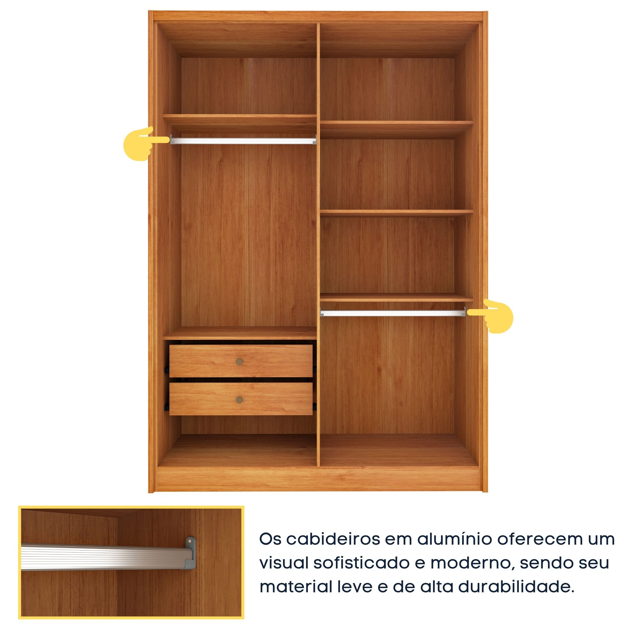 Guarda Roupa Solteiro com pés 4 Portas Zelandia 165cm Espresso Móveis  - 3