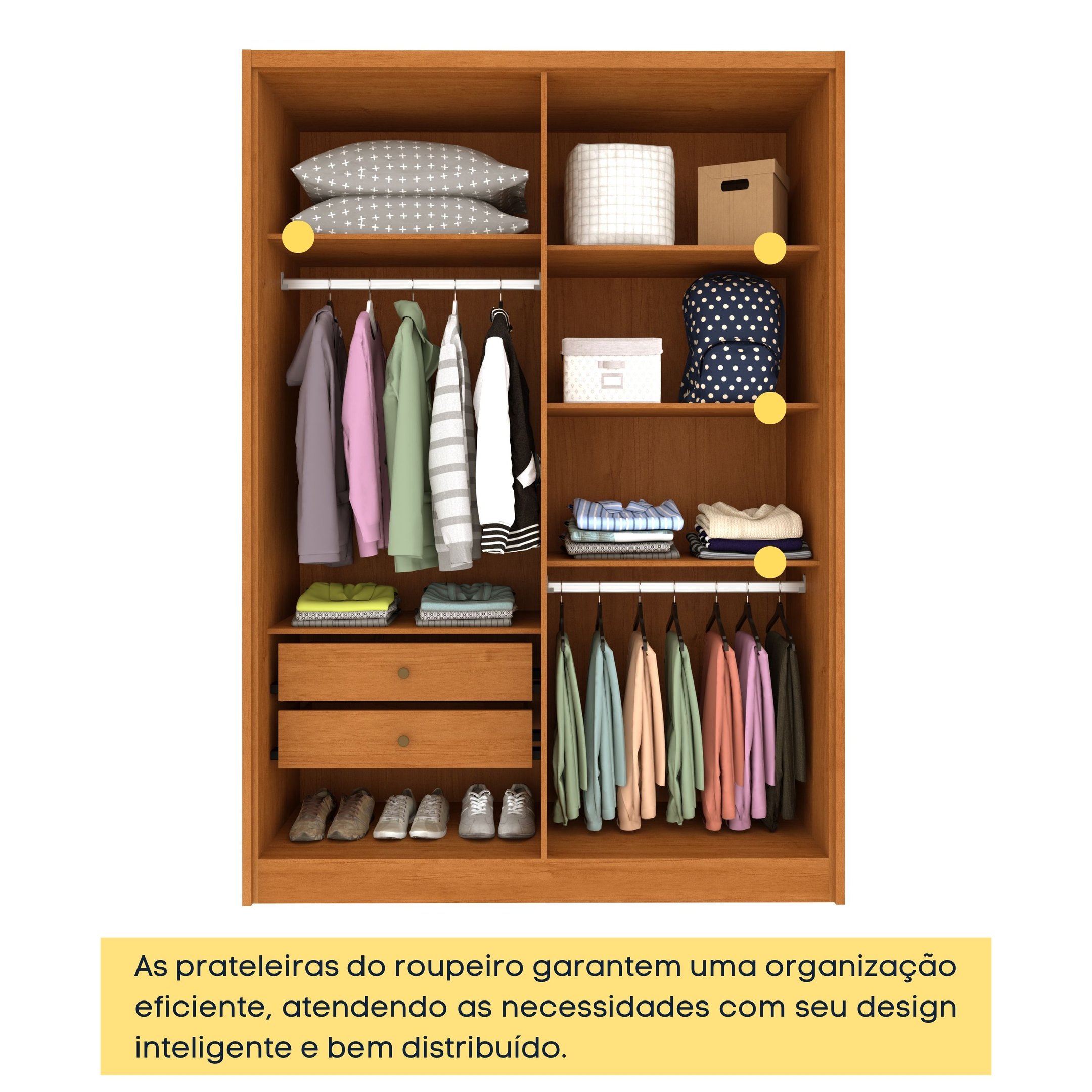 Guarda Roupa Solteiro com pés 4 Portas Zelandia 165cm Espresso Móveis  - 2