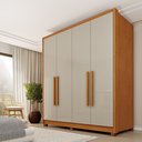 Ver imagem 1 de Guarda Roupa Solteiro com Pés 4 Portas Zelandia 165cm Yescasa Bege/Cinamomo/Off White
