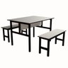 Mesa Refeitório 4 Lugares com 2 Bancos Metal Wood Design - 1