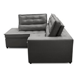 Sofá de Canto Retrátil e Reclinável com Molas 2,50x2,00 Esq Virginia Suede Cinza Adonai - 6