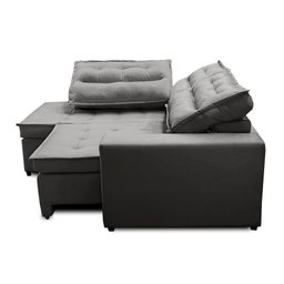 Sofá de Canto Retrátil e Reclinável com Molas 2,50x2,00 Esq Virginia Suede Cinza Adonai - 5