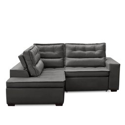 Sofá de Canto Retrátil e Reclinável com Molas 2,50x2,00 Esq Virginia Suede Cinza Adonai - 7