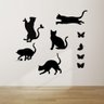 Adesivo de Parede Gatinho Gatos Silhueta Deação Preto - 3